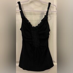 Bordeaux Los Angeles Baby Doll Tank Top Sz XS Black Braided Straps Cotton/Silk